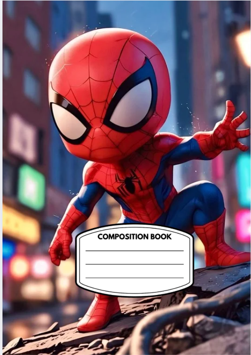 Spiderman Inspired Composition Notebook Cover Digital Download Canva Editable - PDF