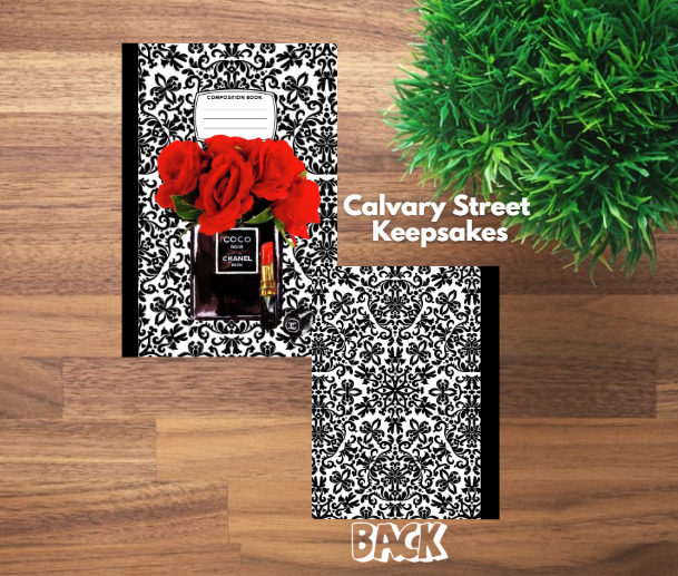 Couture - White Damask- Composition Notebook