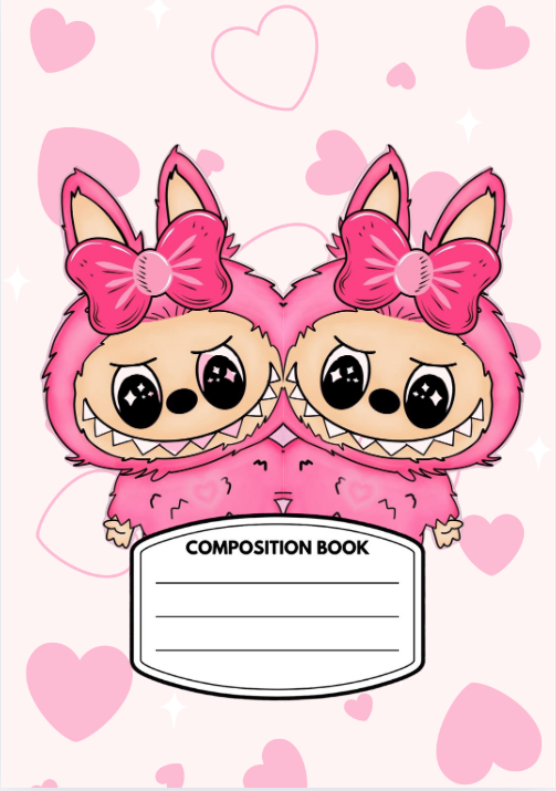 LABUBU Composition Notebook Cover Digital Download - Canva Editable