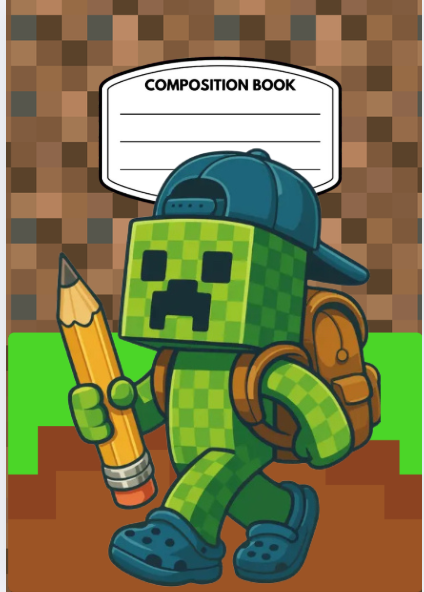 Minecraft-Inspired Composition Notebook Covers – Set of 6 | Digital Download - Canva PRO Editable