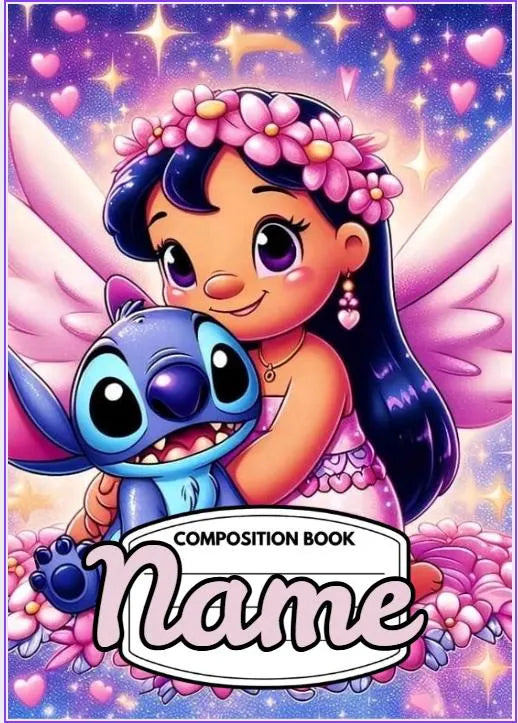 Lilo and Stitch Design 2 Composition Notebook Cover Printable Digital Download - Canva Editable| PDF