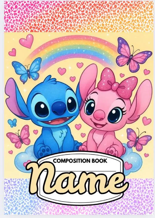 Lilo and Stitch Design Composition Notebook Cover Printable Digital Download - Canva Editable| PDF