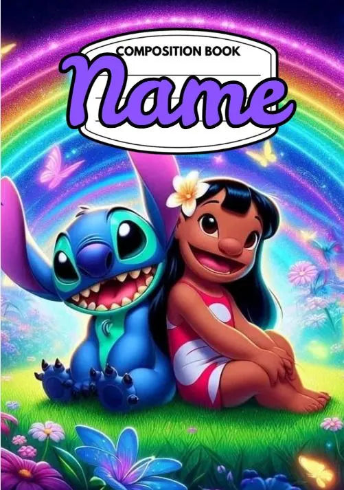Lilo and Stitch Design 2 Composition Notebook Cover Printable Digital Download - Canva Editable| PDF
