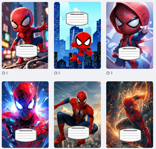 Spiderman Inspired Composition Notebook Cover Digital Download Canva Editable - PDF