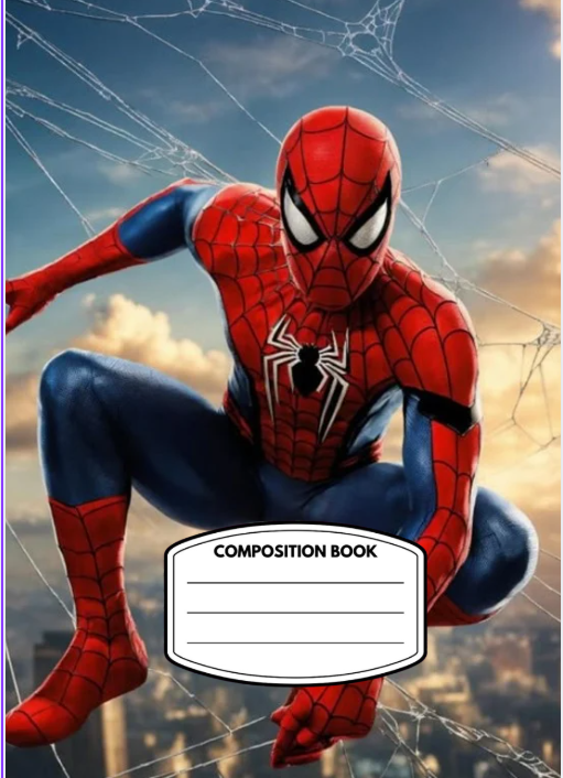Spiderman Inspired Composition Notebook Cover Digital Download Canva Editable - PDF