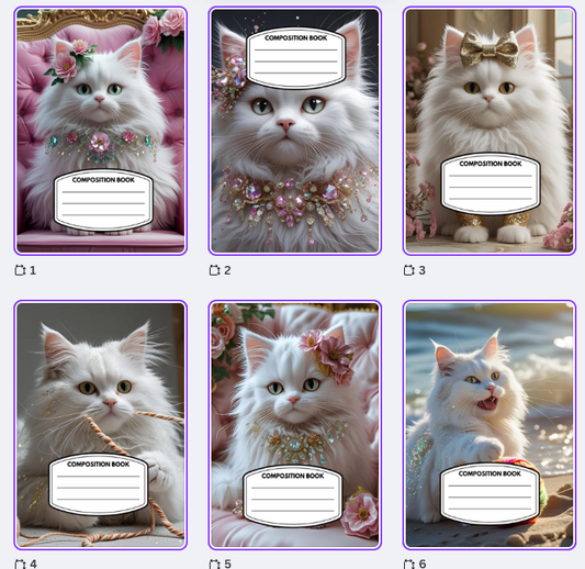 Cat Lovers Composition Notebook Cover Printable Digital Download - Canva Editable| PDF