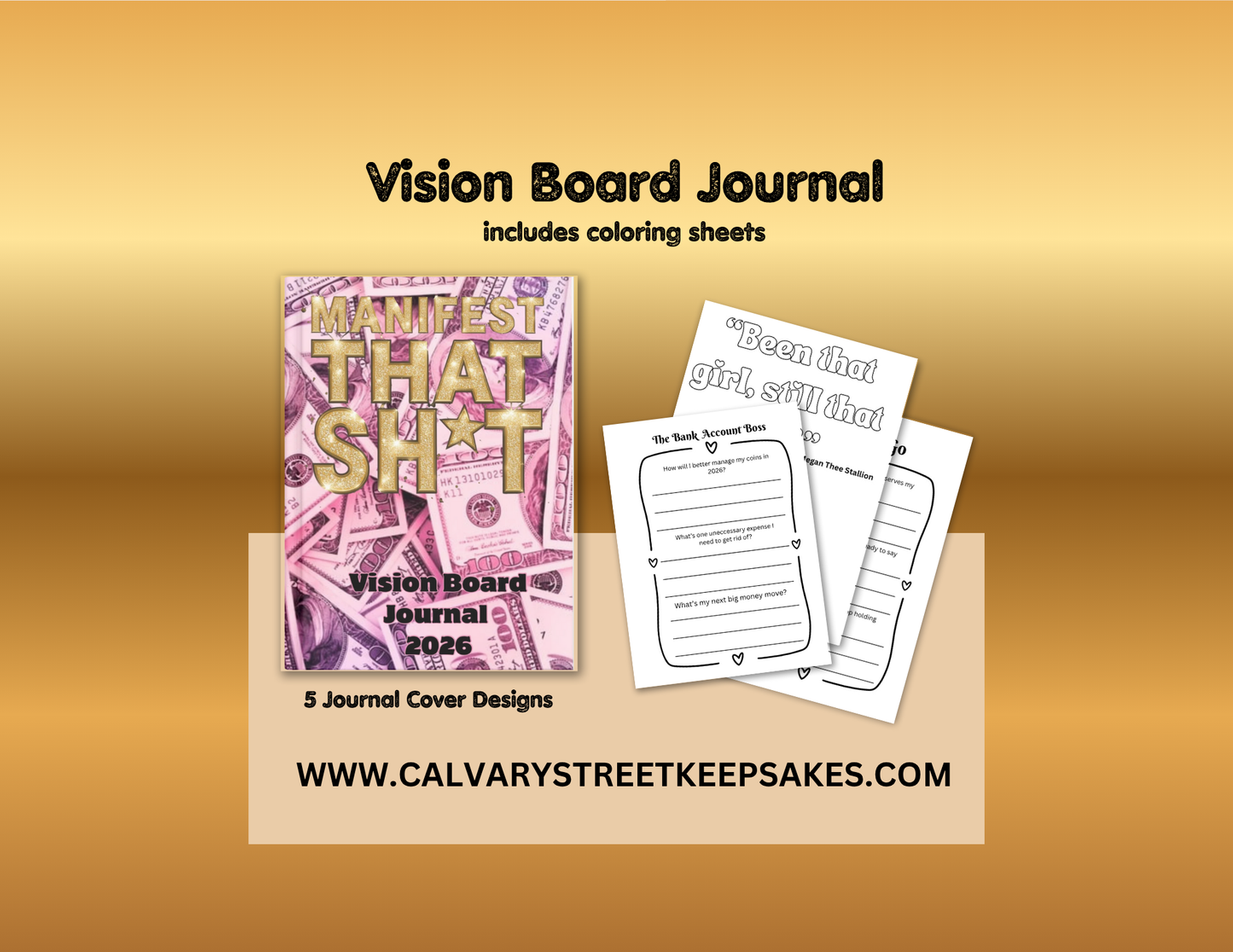 2026 Vision Board & Manifestation Journal w/ Coloring Pages