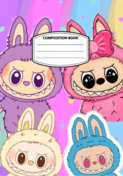 LABUBU 3 Composition Notebook Cover Digital Download - Canva Editable