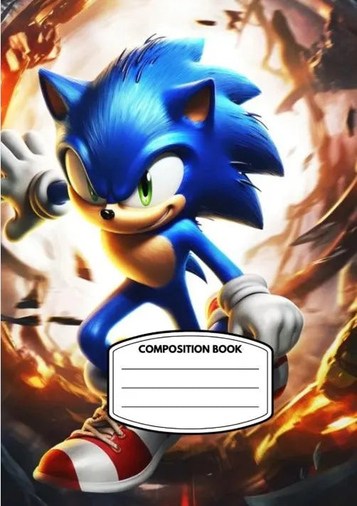 Sonic Inspired Composition Notebook Cover Digital Download Canva Editable - PDF
