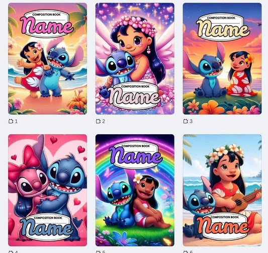 Lilo and Stitch Design 2 Composition Notebook Cover Printable Digital Download - Canva Editable| PDF