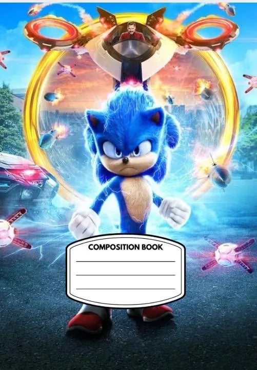 Sonic Inspired Composition Notebook Cover Digital Download Canva Editable - PDF